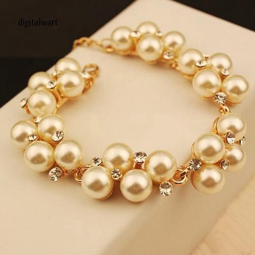 Vòng đeo tay gắn trang trí ngọc trai giả thời trang thanh lịch dành cho nữ