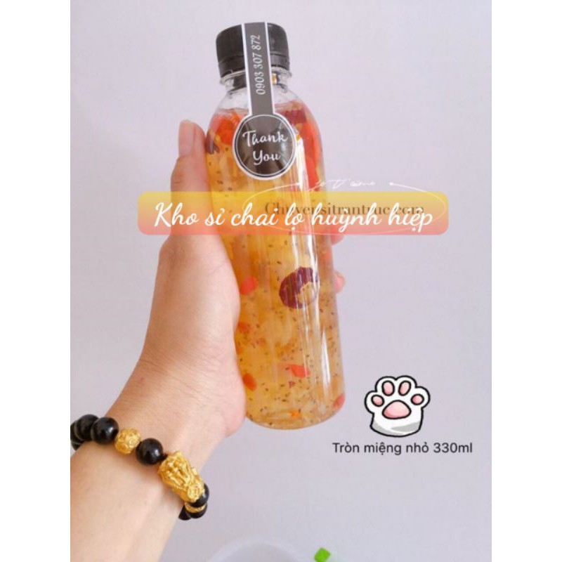 Bộ 100 Chai Nhựa Tròn/Vuông bầu/Vuông dẹp/Dẹp Ngang 330ml Miệng Nhỏ - Sản Phẩm Đã Kèm Nắp-Đựng Trà Sữa