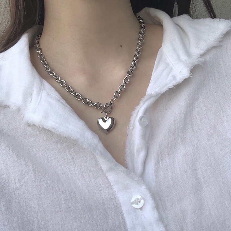 Vòng cổ hợp kim mặt hình trái tim phong cách harajuku dành cho nữ