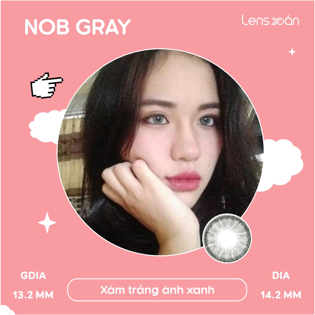 KÍNH ÁP TRÒNG NOB GRAY- HERA: Lens xám trắng ánh xanh siêu tây, hạn 6 tháng| Lens Xoắn (Giá 1 chiếc, đọc lưu ý khi đặt)