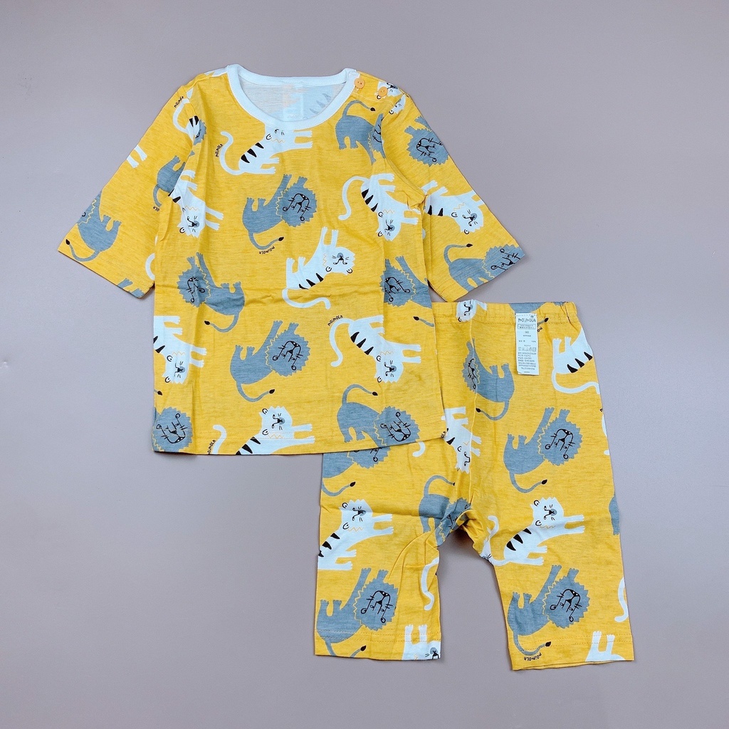 Bộ cotton moimoln tay lỡ hình sư tử vàng BT 80-110