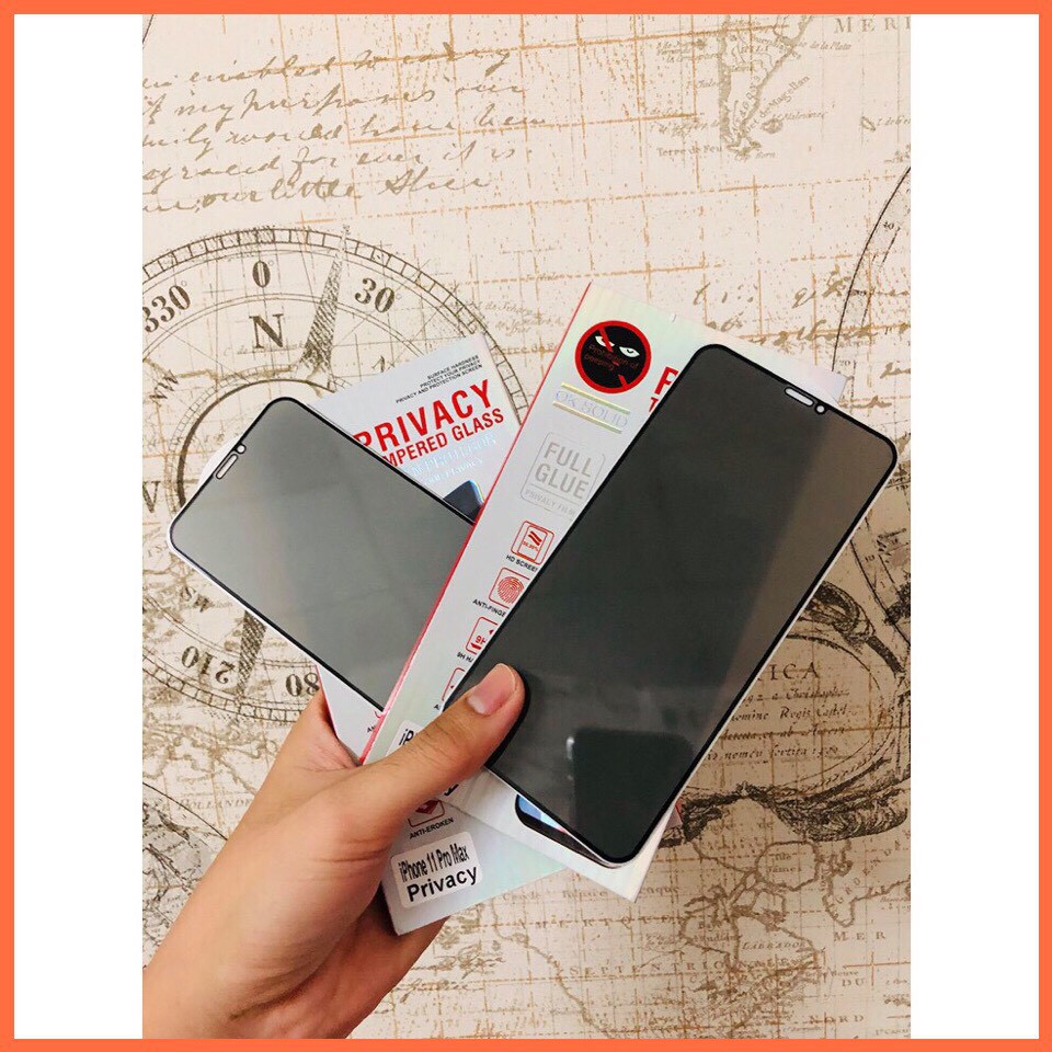 Kính CƯỜNG LỰC FULL MÀN CHỐNG NHÌN TRỘM DÀNH CHO IPHONE - HẠN CHẾ BÁM VÂN TAY-6 đến 15 Pro max