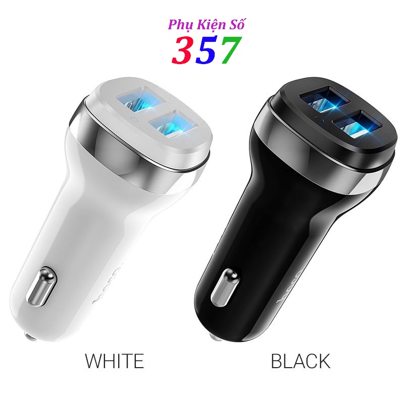 Tẩu sạc xe hơi Hoco Z40 sạc nhanh đầu ra 2 cổng USB 2.4A
