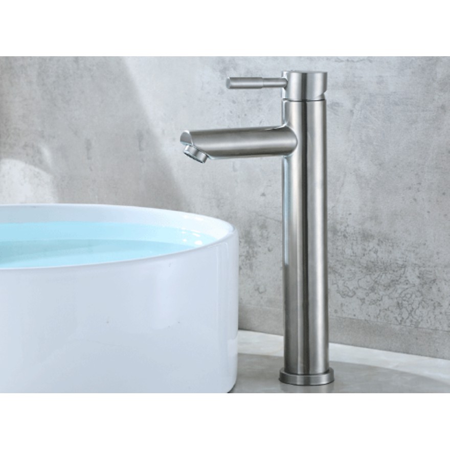 Vòi Lavabo lạnh cao Inox 304 hình tròn dùng cho lavabo nổi | BigBuy360 - bigbuy360.vn