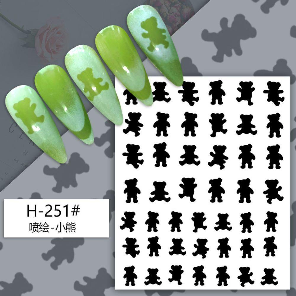 ♪PATH♪ New Hollow Nail Art Decorations Template Nail Sticker Bear Star French Smile Design Hot DIY Manicure Love Heart