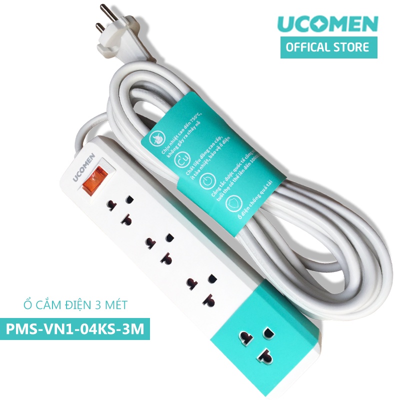 Ổ Cắm Điện Ucomen 4 Lỗ Dài 3M PMS-VN1-04KS-3M