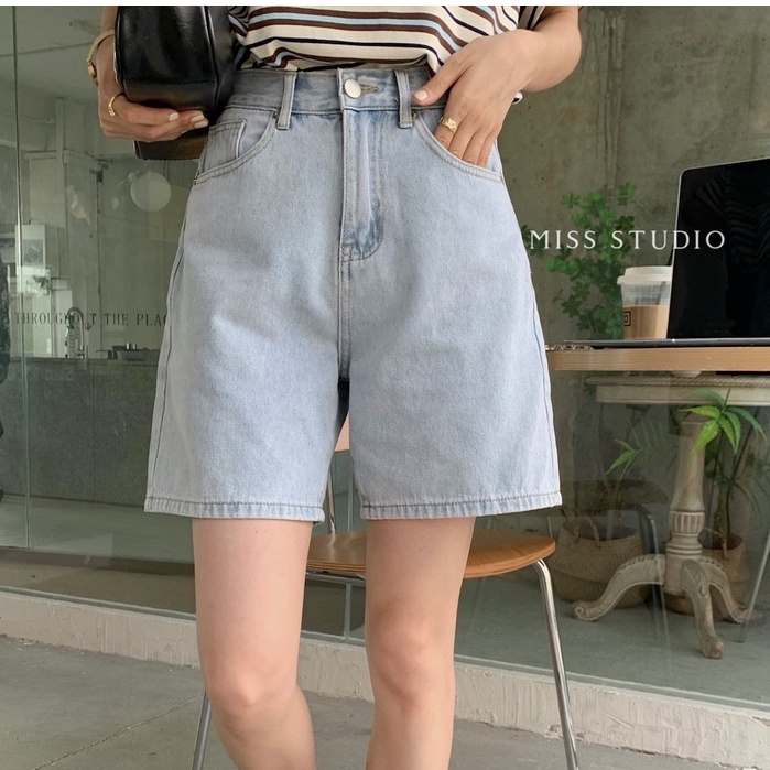 Quần sọc jean ngố lửng lưng cao ống rộng có bigsize (JNVB)