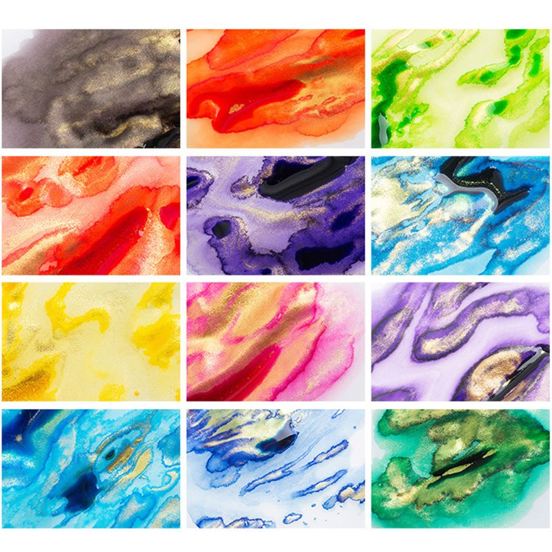 12 Bút Mực Viết Thư Pháp Nhanh Khô Nhiều Màu Sắc