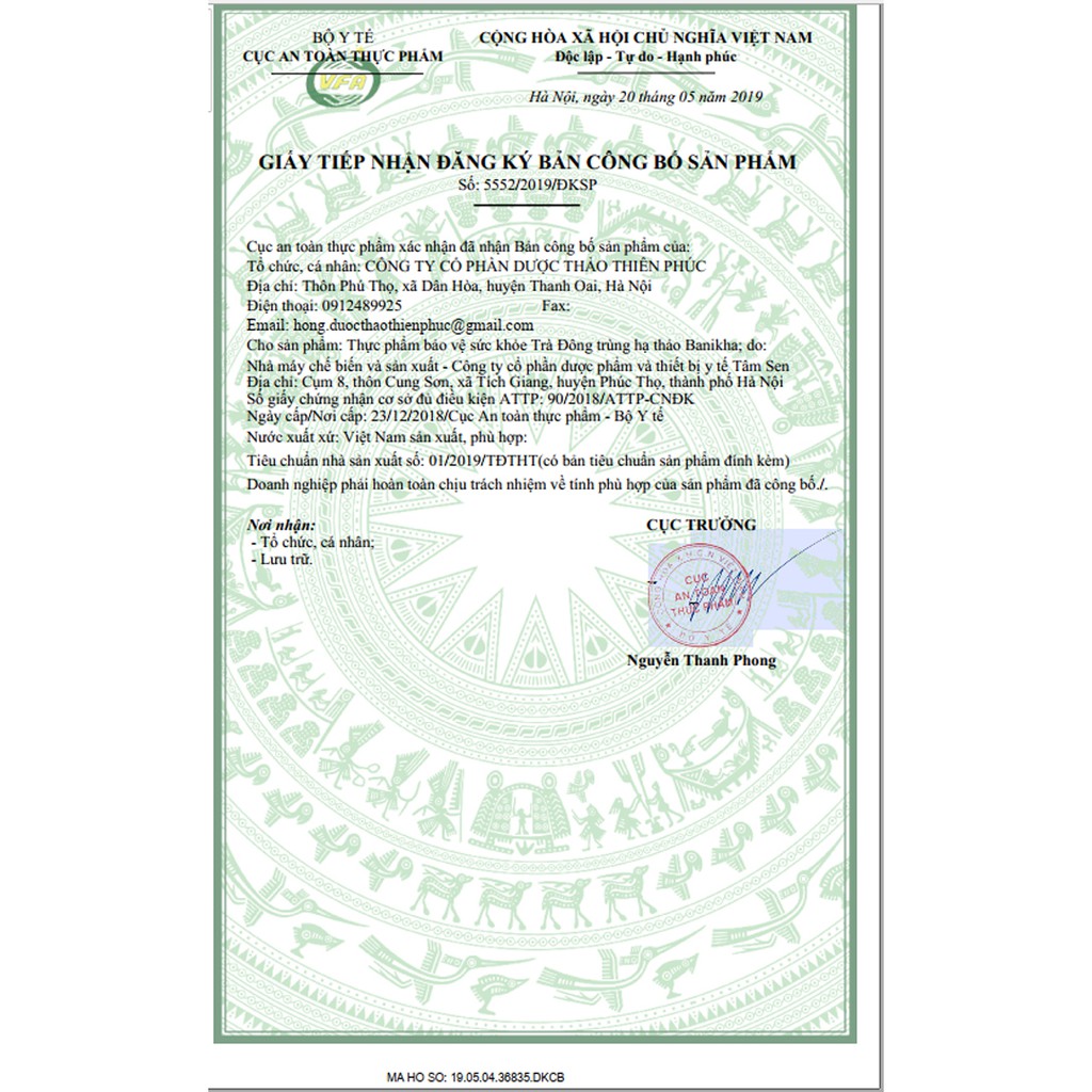 Trà đông trùng hạ thảo Banikha Thiên Phúc