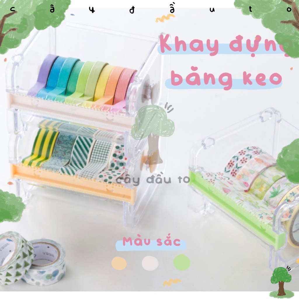 Khay Đựng Băng Keo Washi Tape Trong Suốt Cây Đầu To