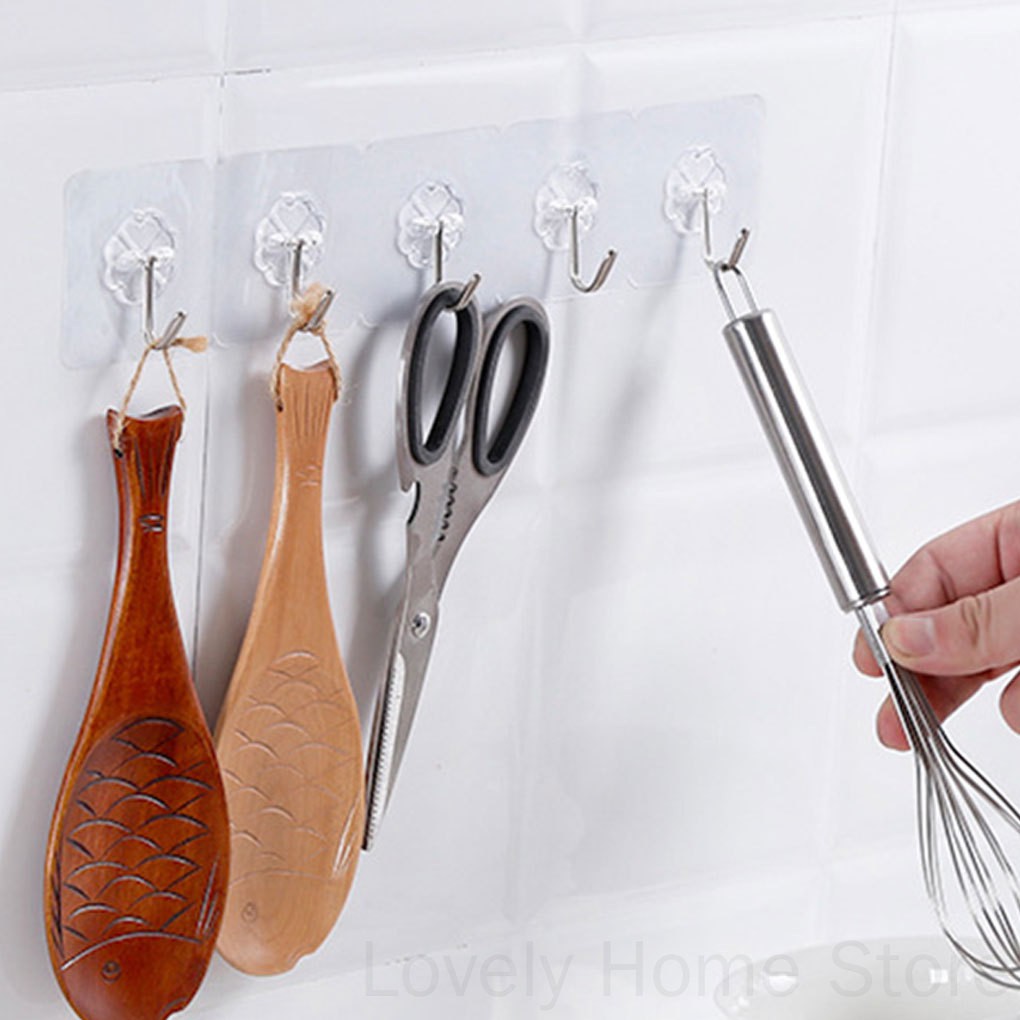 Set 6 móc treo đồ dán tường trong suốt tiện dụng