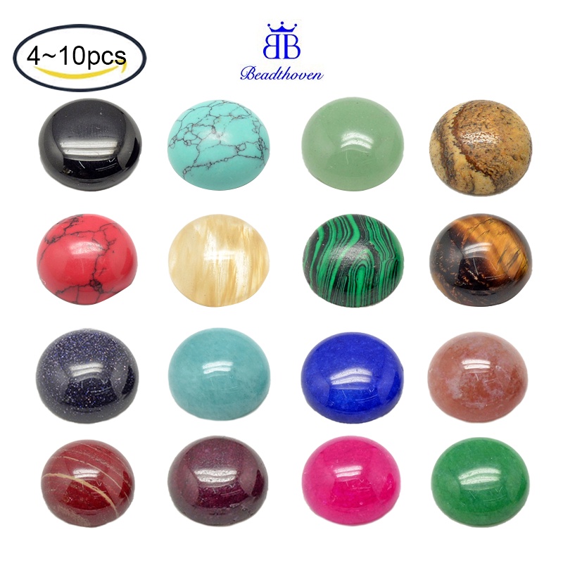 Bộ 4-10 Viên Đá Cabochons Tự Nhiên Màu Xanh Hoàng Gia 12x5mm