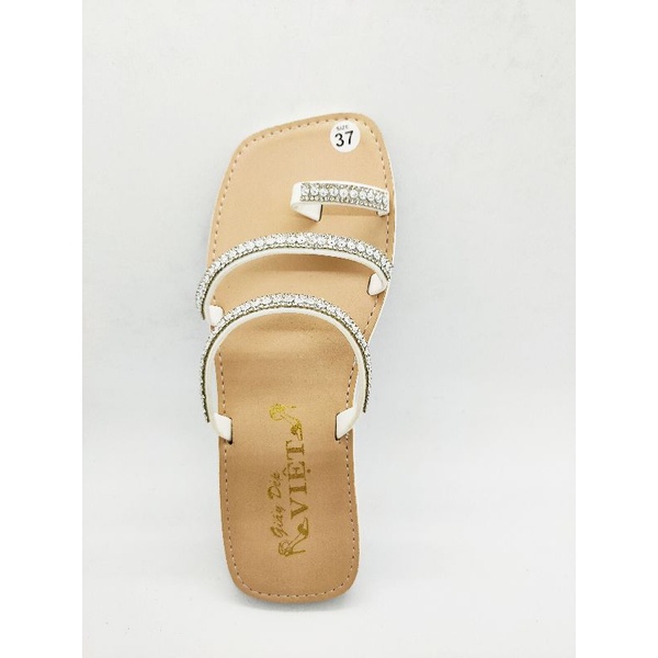 Dép 3 quai đính kim tuyến mũi vuông xỏ ngón NAHI SHOP NGOCHIEU1111
