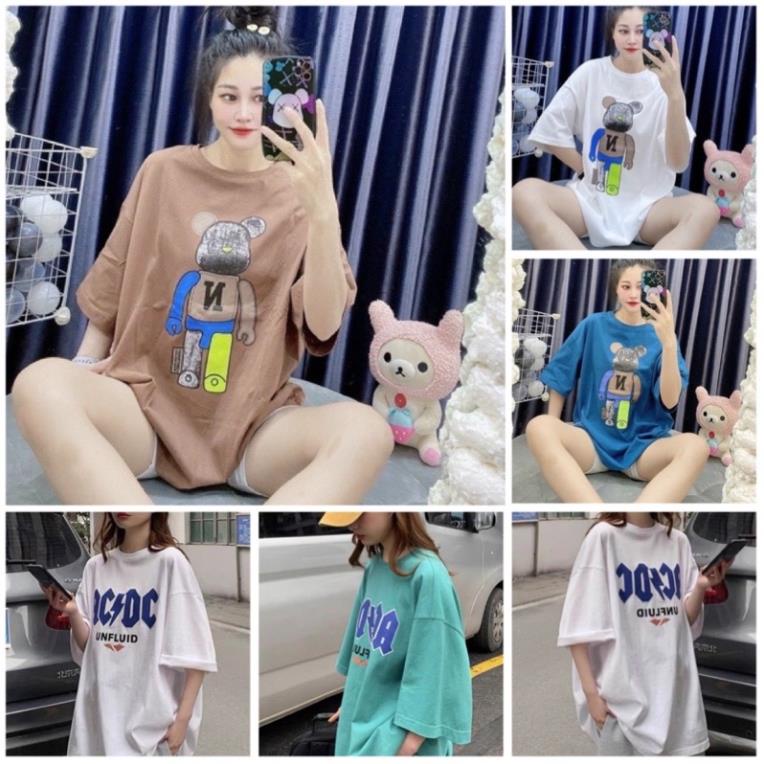 Áo Thun Tay Lỡ Nam Nữ Rubystore Phông Form Rộng Dáng Unisex - Ulzzang Mặc Cặp, Nhóm Lớp In Hình Gấu Chữ N Hot Hit