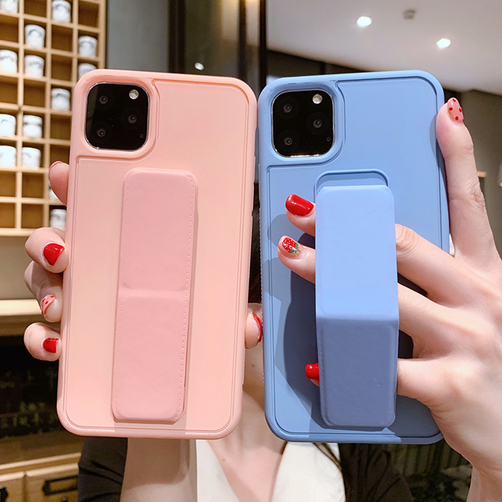 Ốp điện thoại TPU silicon màu kẹo ngọt có dây đeo cho iphone 11 Pro Max X XS Max XR 6 6S 7 8 plus