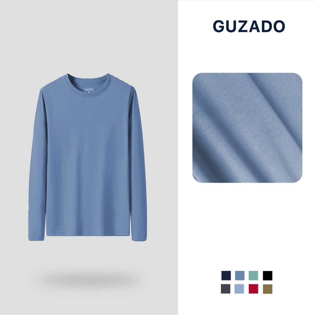 Áo thun dài tay nam thu đông giữ nhiệt GUZADO Cotton CVC Cao Cấp,Co Giãn ,Form Regular Fit Dễ Phối Đồ GTD16