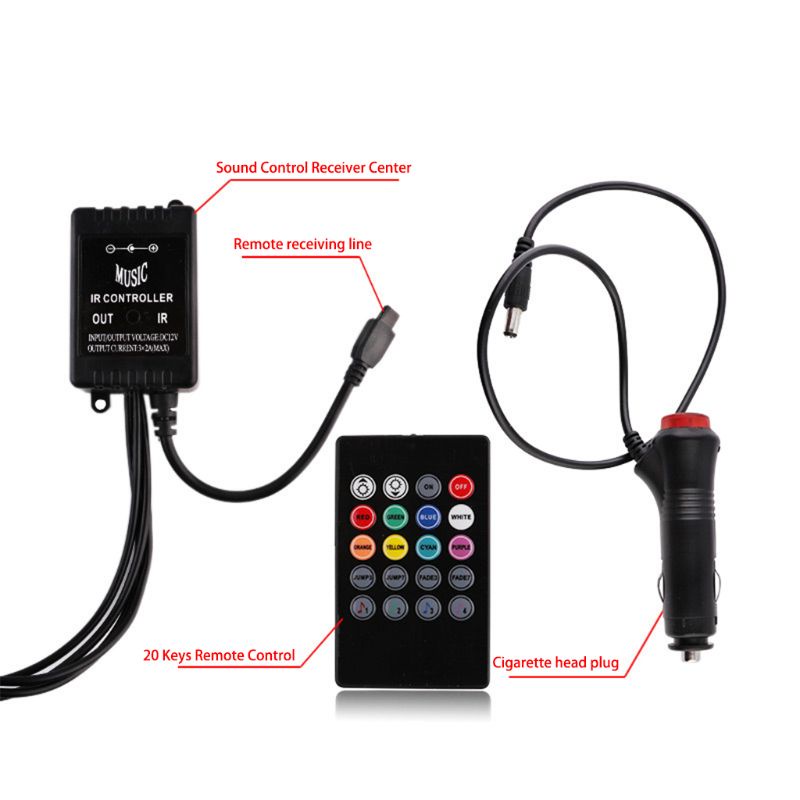 Set 4 Đèn LED 12V Trang Trí Nội Thất Xe Ô Tô Kèm Phụ Kiện