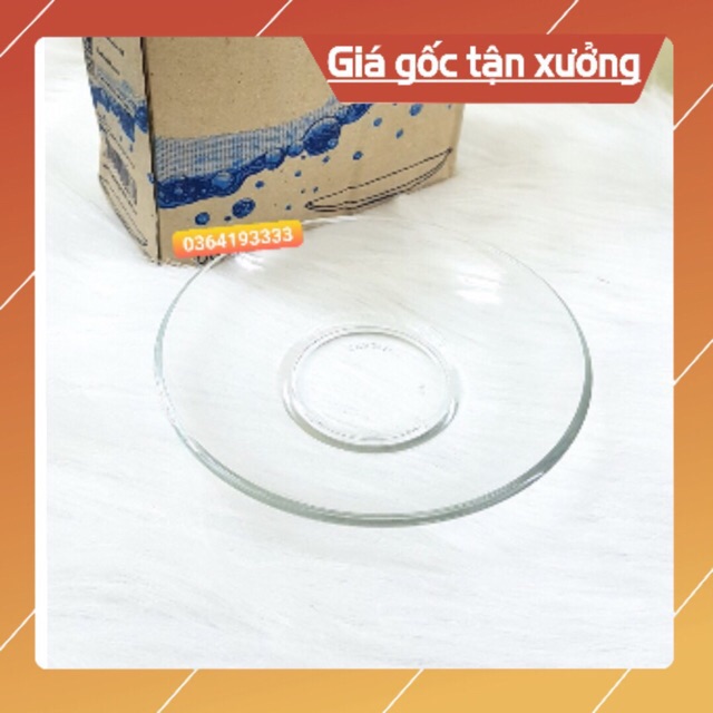 Bộ 6 Đĩa thủy tinh kê cốc chén 13cm