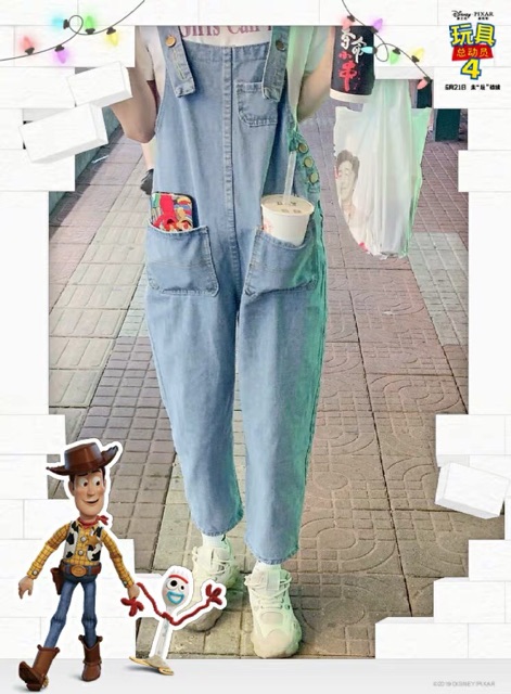 [KÈM ẢNH THẬT] quần yếm bò dài basic khoá cạnh túi trước dáng baggy ulzzang hàn quốc | BigBuy360 - bigbuy360.vn