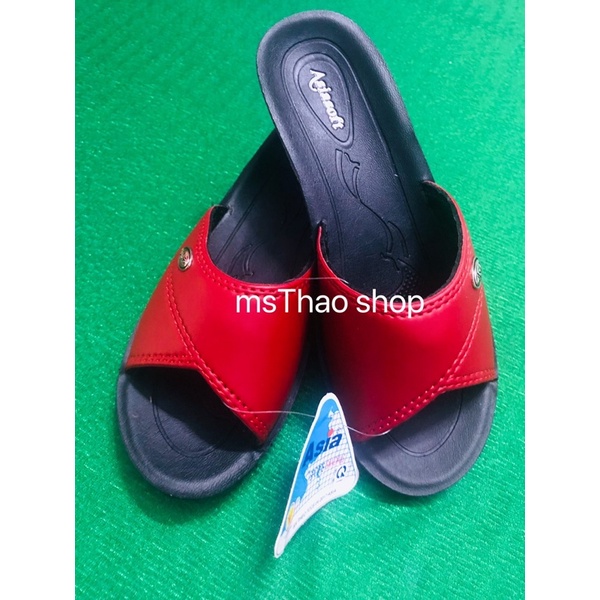Dép quai ngang bà già DW78 ĐỎ Asia cao 5 phân