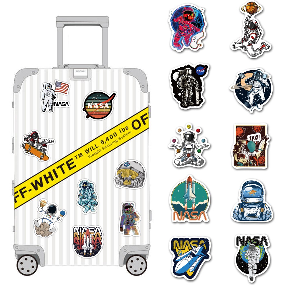 Gói 50 hình dán PVC chống nước hoạ tiết phi hành gia hàng không vũ trụ Nasa đẹp mắt | BigBuy360 - bigbuy360.vn