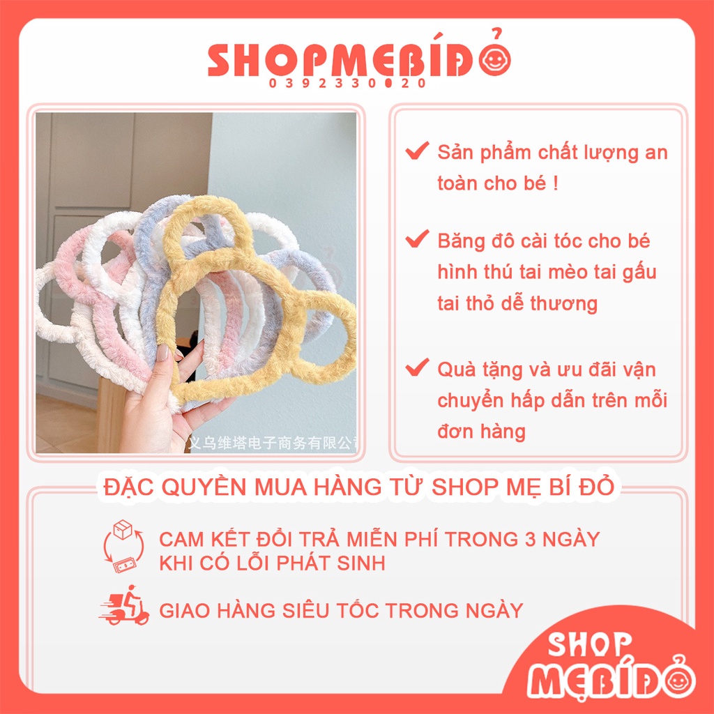Băng Đô Cài Tóc Cho Bé Hình Thú Tai Mèo Tai Gấu Tai Thỏ Dễ Thương Shop Mẹ Bí Đỏ PK58