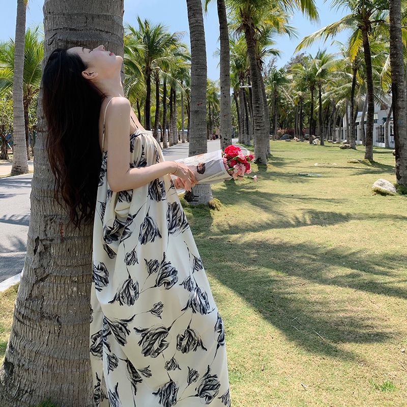 Đầm Hai Dây Dáng Ôm In Họa Tiết Phong Cách retro Thời Trang Xuân Hè Dành Cho Nữ