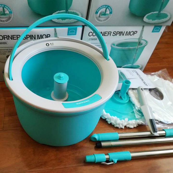 Bộ lau nhà Lock&amp;Lock Corner Spin Mop ETM494 2 bông lau