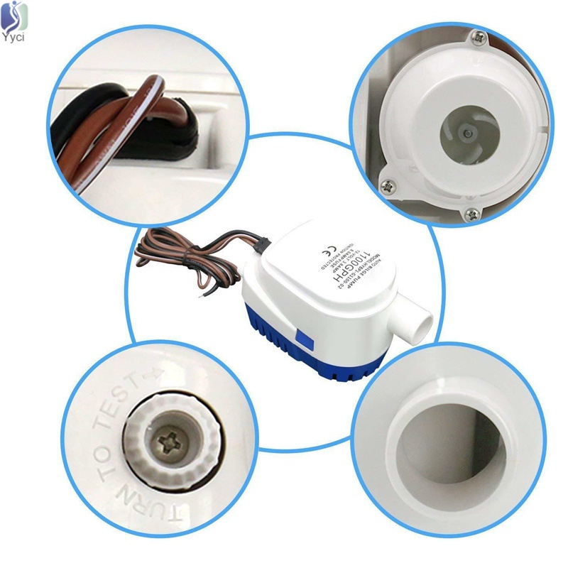 Máy bơm chìm 12V 1100Gb 12V 1100Gh tự động có công tắc phao nổi cho tàu thuyền