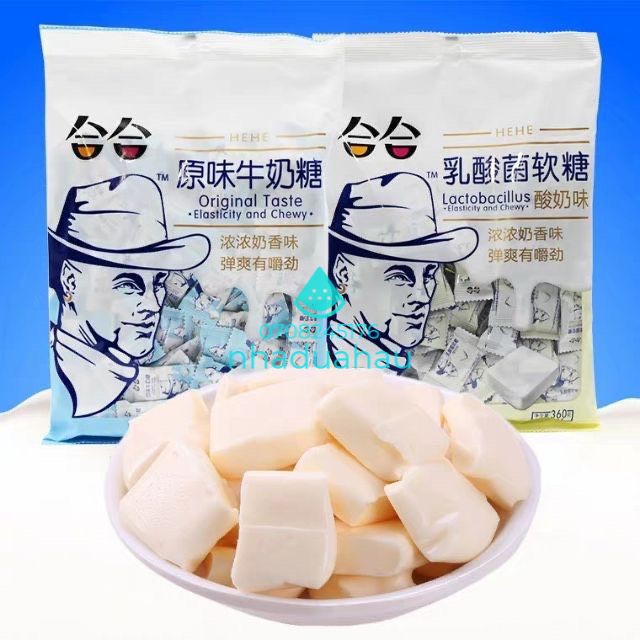 Một gói kẹo dẻo vị sữa chua/ sữa bò truyền thống/ trứng muối HEHE Hongkong 360g