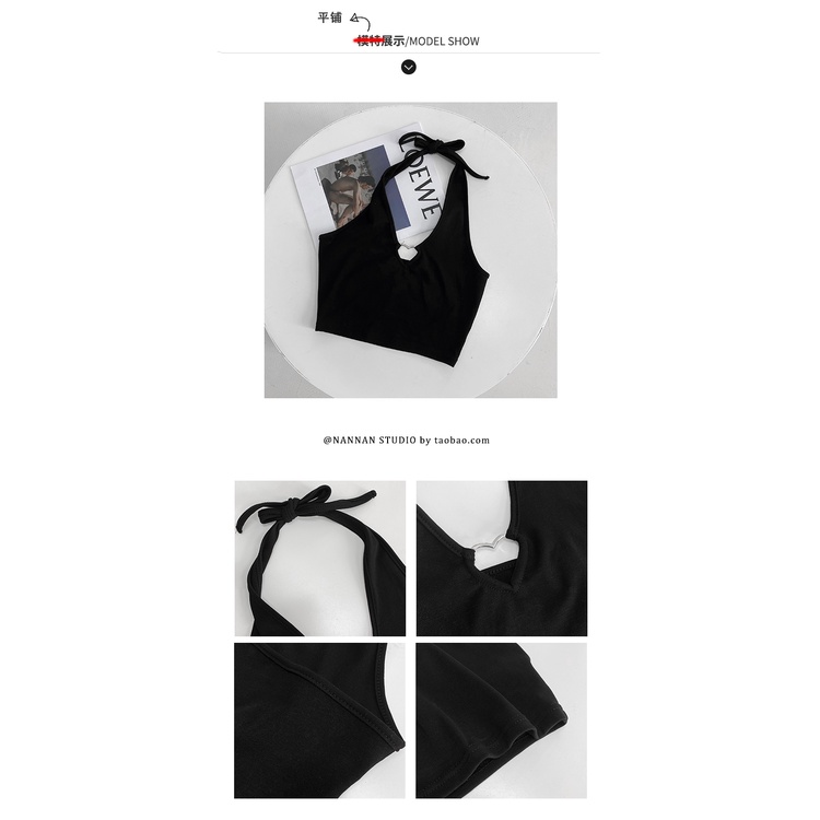 DUNEA Áo Tank Top Không Tay Họa Tiết Trái Tim Kim Loại Quyến Rũ Cho Nữ