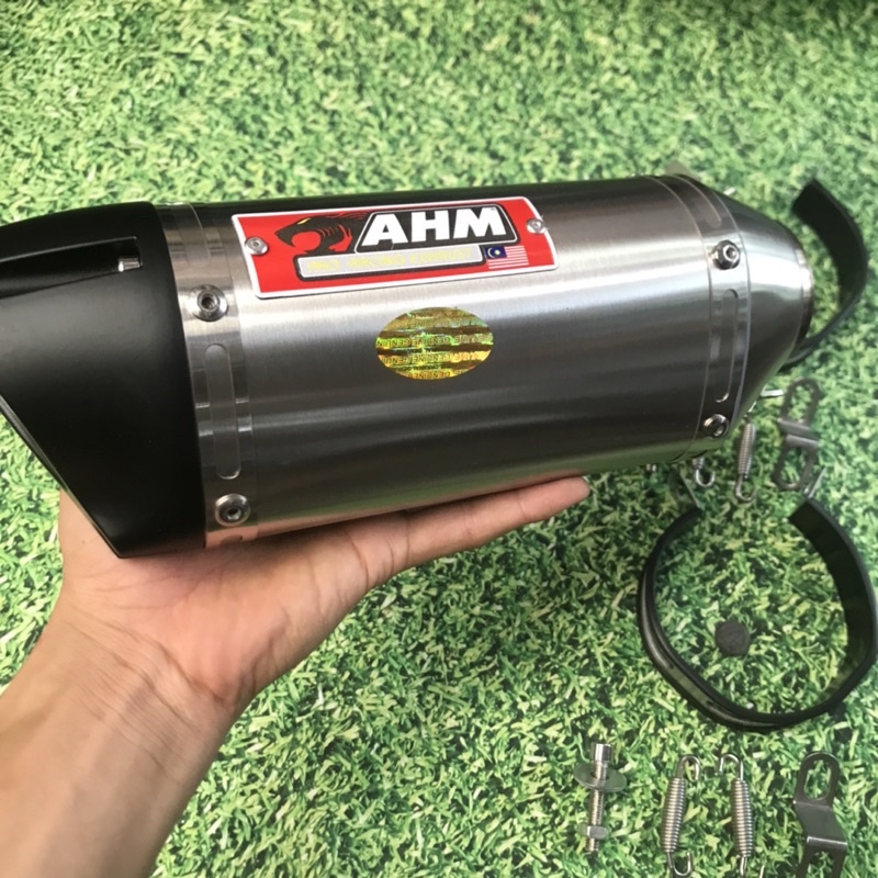 Pô AHM M3 titan - Bạc gắn Ex, Winner, Sirius, Raider, Satria, Wave, Drem...Tặng Kèm Tiêu Tiện CNC