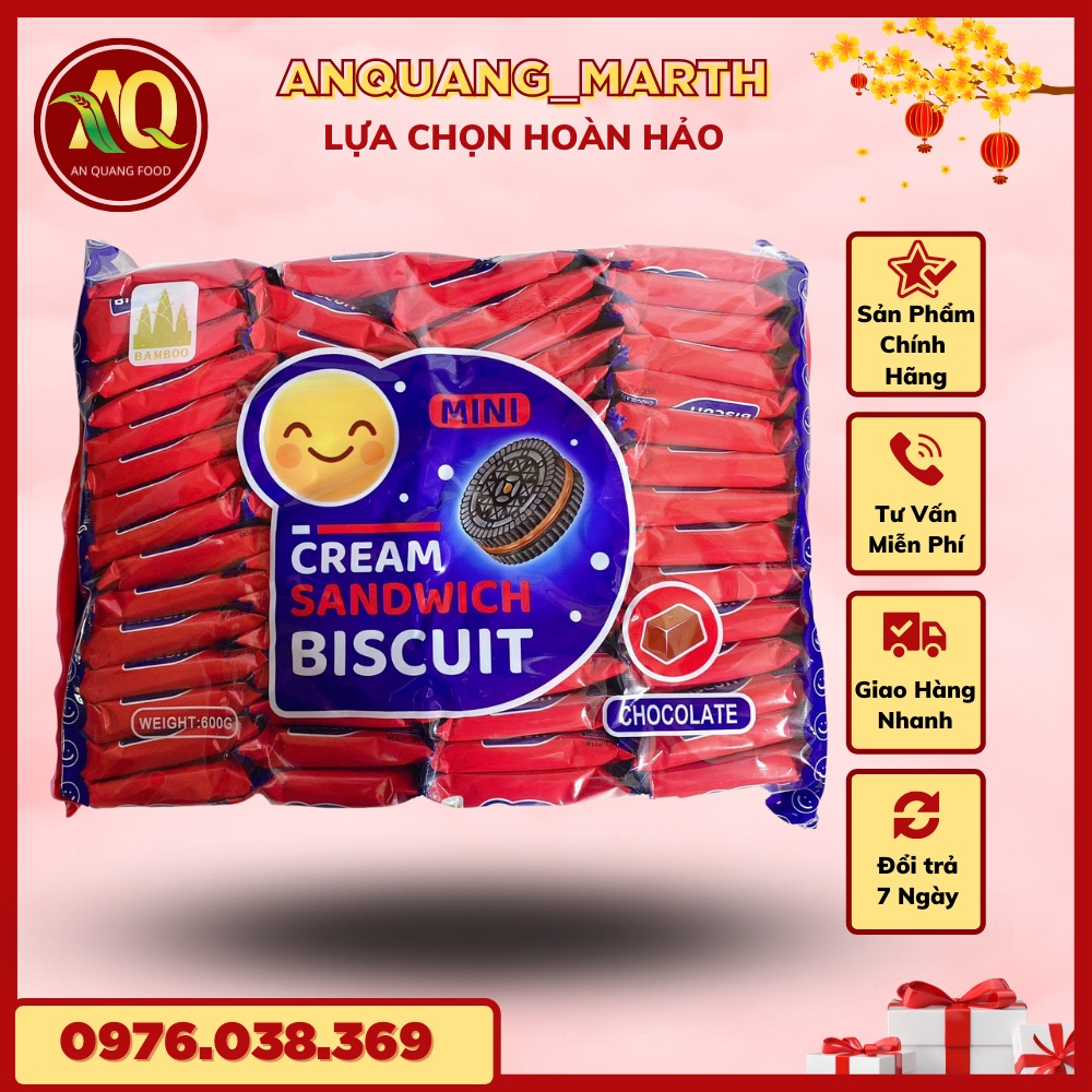 Bánh quy ANQUANG_MARTH, bánh mini bamboo vị sữa ,socola , chanh , dâu gói 600gr-Hàng chất lượng