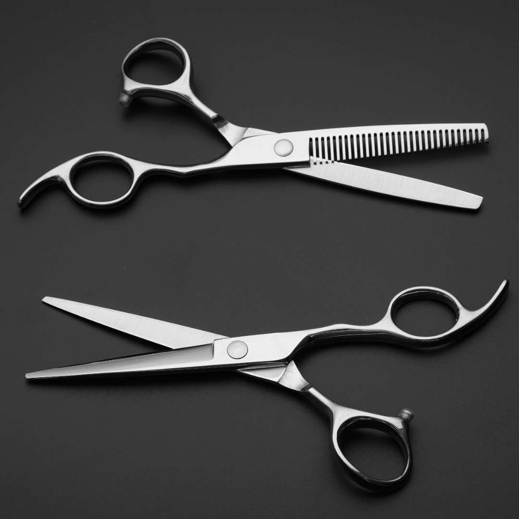 Bộ 2 cây kéo cắt và tỉa tóc tại nhà chuyên nghiệp 6inch chất liệu thép không gỉ