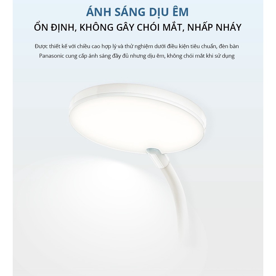 Đèn Bàn Sạc Panasonic HHGLT345L19 5W - đổi độ sáng, cổng sạc USB, Đế đựng điện thoại tiện lợi, Ánh sáng trung tính 4000K