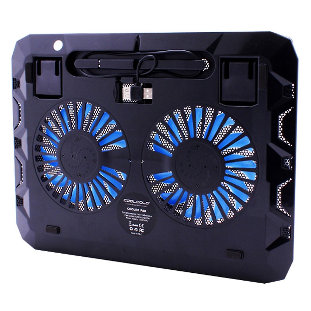 Đế tản nhiệt Laptop CoolCold K19 Led Xanh Dương 2 Fan-I Cool Cold K19 Led Blue 4.9