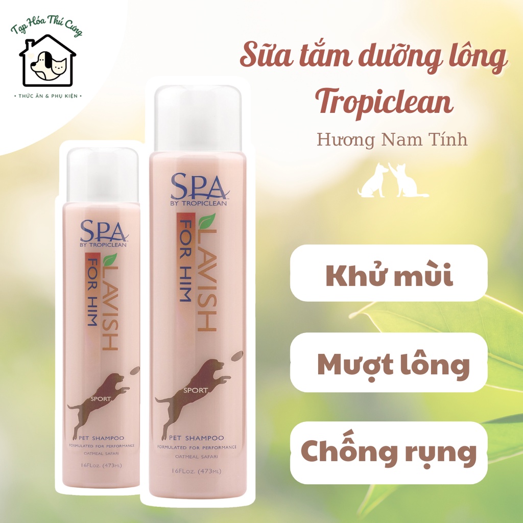 Sữa tắm dưỡng lông chó mèo For him Spa Tropiclean hương nam tính