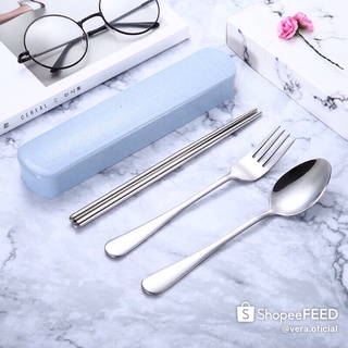 Bộ Thìa Đũa Inox 304 Cao Cấp cá nhân có hộp đựng cao cấp- Hộp thìa dĩa văn phòng, du lịch tiện dụng!