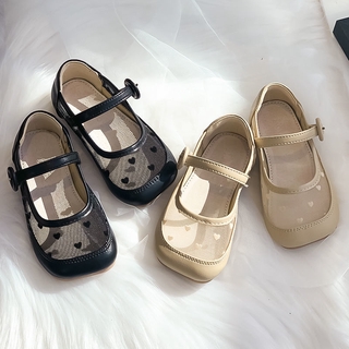 Children's Princess shoes black and white leather shoes