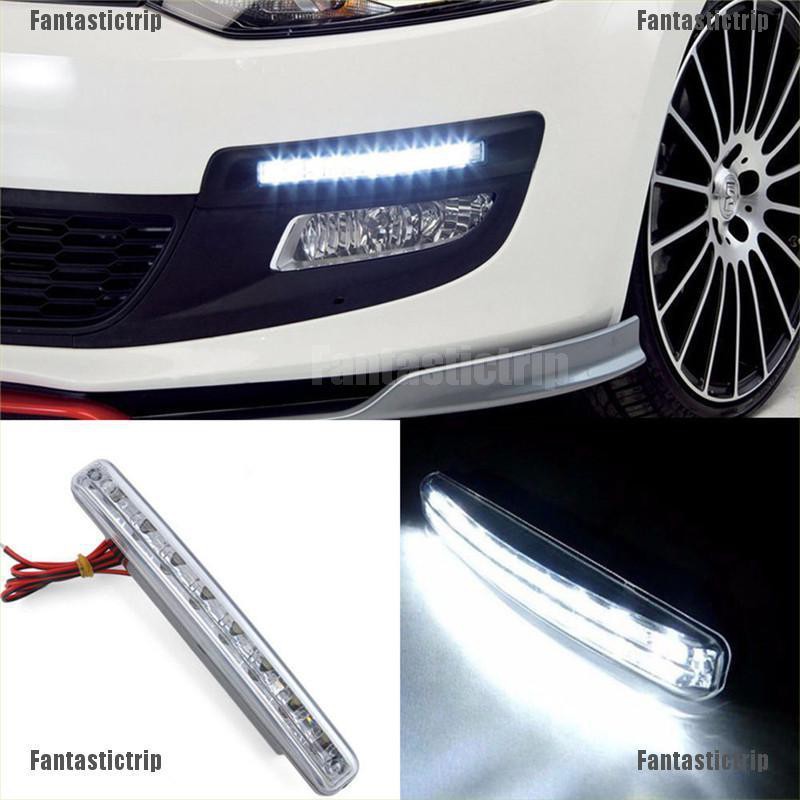 Fantastictrip Car Light 8 LED DRL Fog Driving Daylight Daytime Running White Lamp
