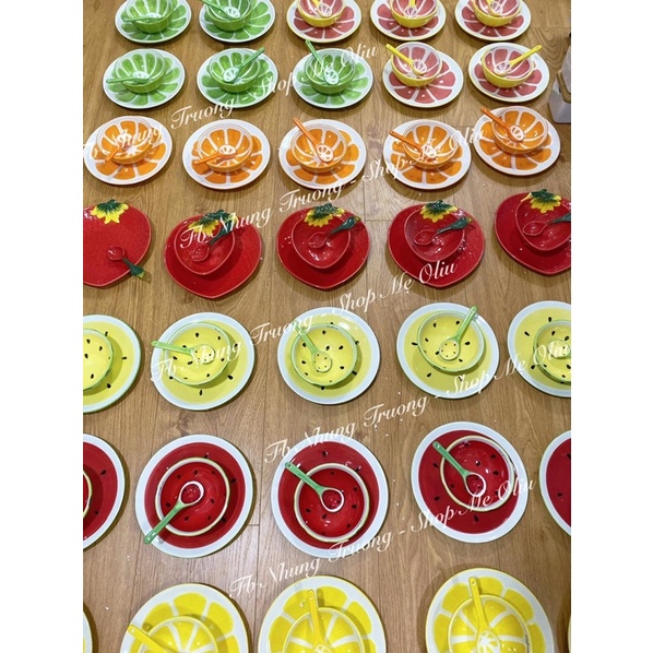 Chén gốm sứ dưa hấu/cam/chanh/bưởi kèm muỗng siêu đẹp dung tích 240ml