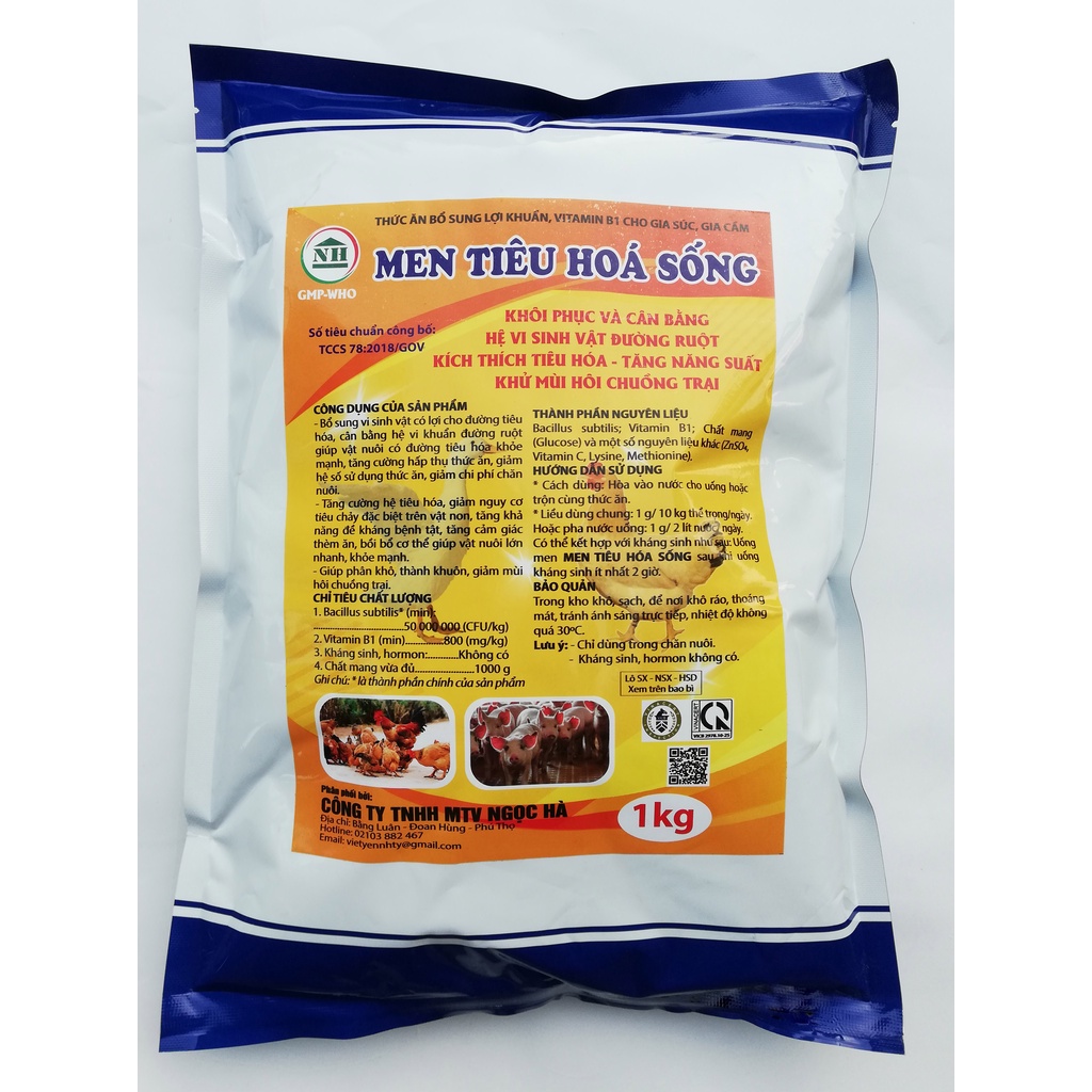 1 kg MEN TIÊU HÓA SỐNG Khôi phục hệ vi sinh đường ruột, kích thích têu hóa, tăng năng suất, khử mùi hôi chuồng trại