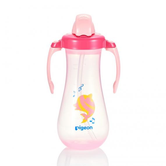 [MẪU MỚI][CHÍNH HÃNG] Bình uống nước tay cầm 300ml có ống hút Pigeon