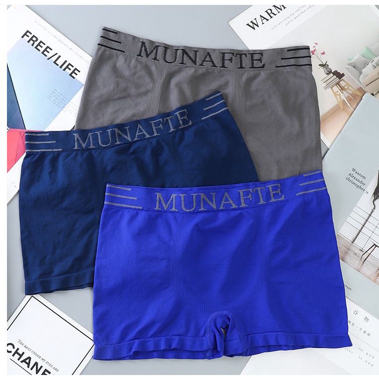 MUNAFIE Bộ 3 Quần Lót Boxer Nam Vải spandex