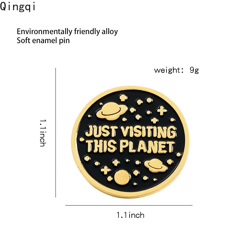 Ghim cài áo Miss Zoe hình hành tinh in chữ Just Visiting This Planet xinh xắn