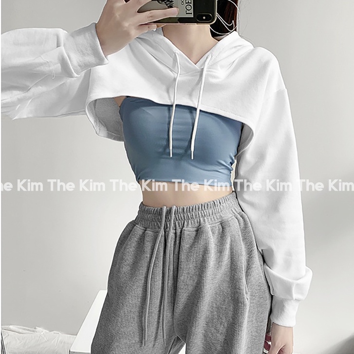 Áo nỉ có mũ dáng ngắn trên ngực ( Chỉ gồm áo ngoài, không kèm áo 2 dây ) , hoodie nỉ dài tay sexy ulzzang AN117 | BigBuy360 - bigbuy360.vn