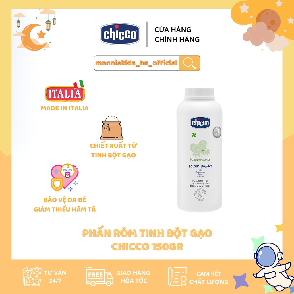 PHẤN RÔM TINH BỘT GẠO CHICCO 150GR CHO BÉ TỪ SƠ SINH