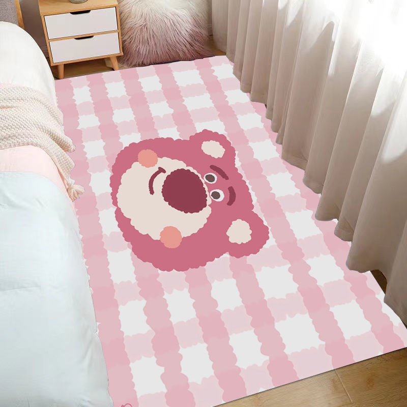 Thảm Trải Sàn Phòng Khách / Phòng Ngủ / Ghế Sofa Hình Gấu Và Dâu Tây Thời Trang