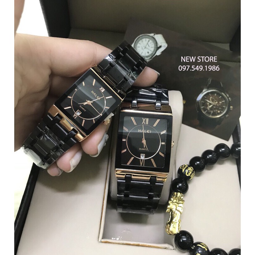 [CHÍNH HÃNG] Đồng hồ cặp đôi nam nữ Halei vuông Utimate Black rose siêu thời thượng | BigBuy360 - bigbuy360.vn