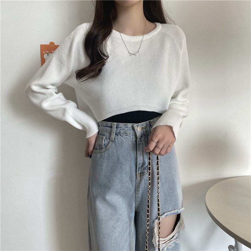 Áo len NUZIRO tay dài cổ tròn phong cách Hàn Quốc thời trang thanh lịch cho nữ | BigBuy360 - bigbuy360.vn